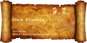 Hack Klaudia névjegykártya